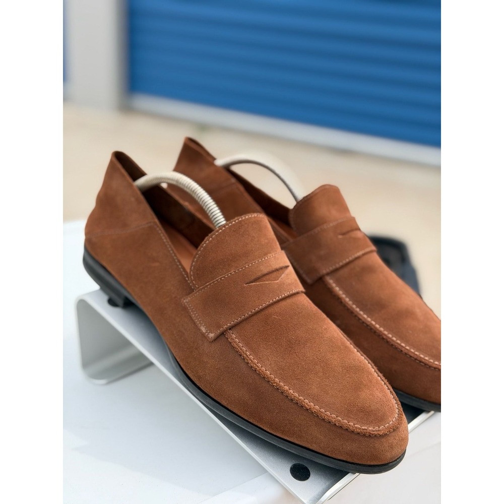 Wolf & Shepherd Loafers Mens 10 Brown Suede Penny Slip On Shoes Portugal
